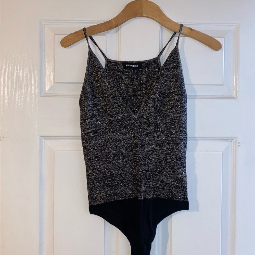 Express black shimmer body suit